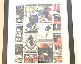 France national soccer team wall decor made from real soccer cards. Fits 11x14 frame (not included). One-of-a-kind gift!