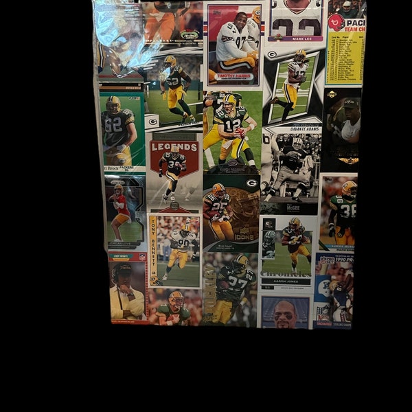 Green Bay Packers one-of-a-kind wall hanging. Made from real Football Cards.