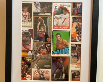 Cleveland Cavaliers wall decor made from real basketball trading cards. Fits any 11x14 frame (not included). One-of-a-kind!
