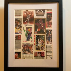 Brooklyn Nets 11x14 wall decor made from real New Jersey / Brooklyn basketball cards. One-of-a-kind!
