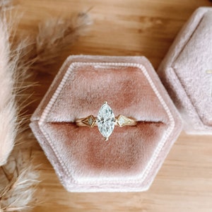 14K Yellow Gold Engagement Ring with High Quality GIA Certified 0.80 Carat Marquise Cut Natural Diamond, Marquise Cut Solitaire Engagement