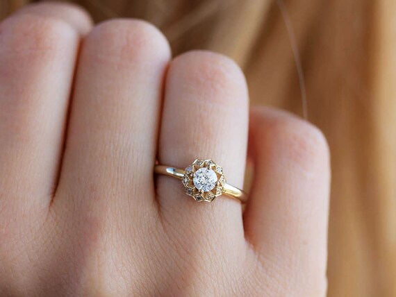 Mauli Jewels Engagement Rings for Women 0.35 Carat Beautiful Flower Shape  Diamond Wedding Engagement Ring 4-prong10K Rose Gold - Walmart.com