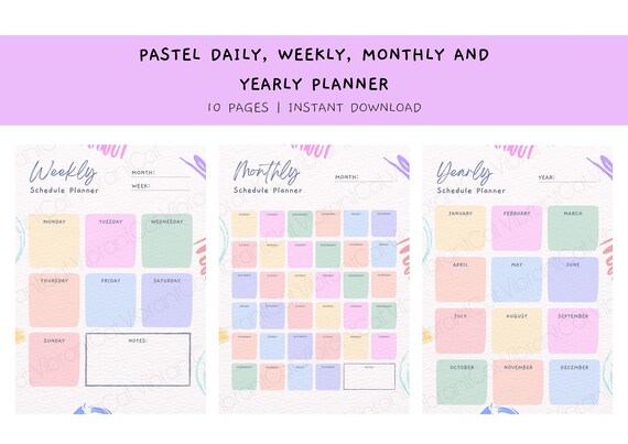 INSTANT DOWNLOAD PRINTABLE Pastel Planner Daily Planner - Etsy