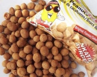 Nkatie Burger - coated peanut Snacks , net weight per pack is 50g, Pack of 6 (300g)/15 USD), free shipping, made in Ghana.