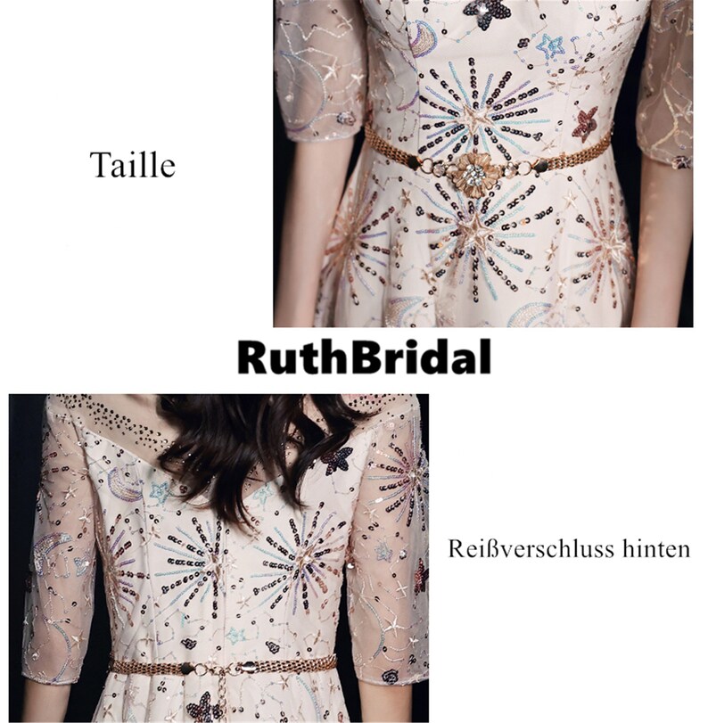 V-neck design. Elegant dress Banquet evening dress women Lace loop Wedding dress Champagne Party Evening Dress