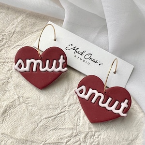 Smut Hoop Earrings, Book Lover Earrings, Romantasy Readers, Gifts for Her, Handmade, Dangle Earrings, Fantasy Romance, Valentines earrings