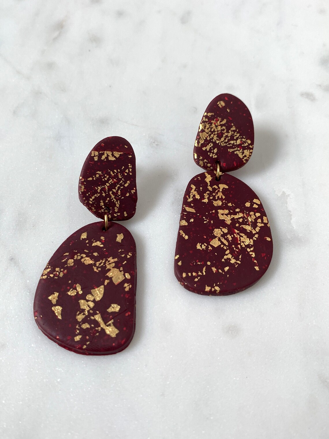Gold Foil Handmade Polymer Clay Earrings Etsy