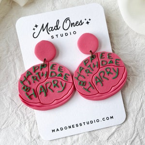 Feliz cumpleaños, Pastel de cumpleaños, Accesorios mágicos, Pendientes de arcilla hechos a mano, Pendientes colgantes, Pendientes de mago, Regalo navideño, Brujería, Mago
