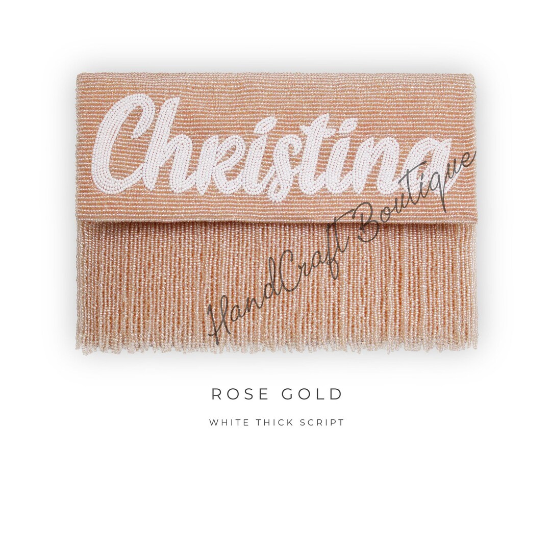 Beaded Monogram Clutch, Customized Name Clutch, Bride Clutch, Name