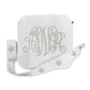 Beaded Box Bags, Monogram clutch, Customized Name Clutch, Bride Clutch, Handmade beaded clutch,  Custom beaded clutch, Half barrel name bags