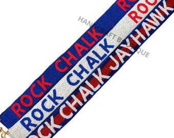 ROCK CHALK JAYHAWK beaded GameDay Purse strap, Customized beaded strap, College Custom bag strap, Beaded gameday strap, Stadium Beaded strap