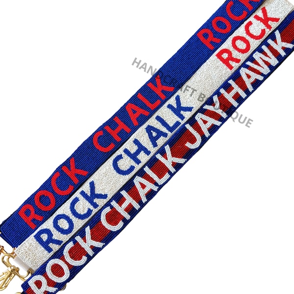 ROCK CHALK JAYHAWK beaded GameDay Purse strap, Customized beaded strap, College Custom bag strap, Beaded gameday strap, Stadium Beaded strap