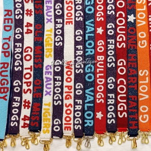 Cinturino della borsa del giorno della partita, Cinturino di perline personalizzato, Tracolla della borsa personalizzata del college, Tracolla della borsa personalizzata, Cinghia del giorno della partita di perline, Cinghia di perline dello stadio