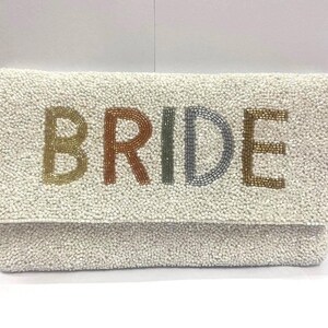 Monogram clutch, Customized Name Clutch, Bride Clutch, Handmade beaded clutch,  Custom beaded clutch, custom White bridal wedding purse