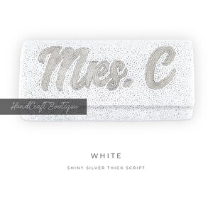 Custom Mrs Clutch Purse, Personalized Clutch Bag, Custom Seed Bead Clutch Bag, Beaded Clutch, Beaded Purse, Bachelorette Bride Clutch
