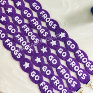 Go Frogs Gameday beaded strap, TCU Go frogs strap, Customized beaded strap, College bag strap, Beaded game day strap, Texas big 12 football