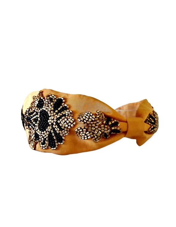Crystal and cotton embroidered headband Amazon.com : NVENF Bead Embroidered Headbands Crystal Beaded  main image 3
