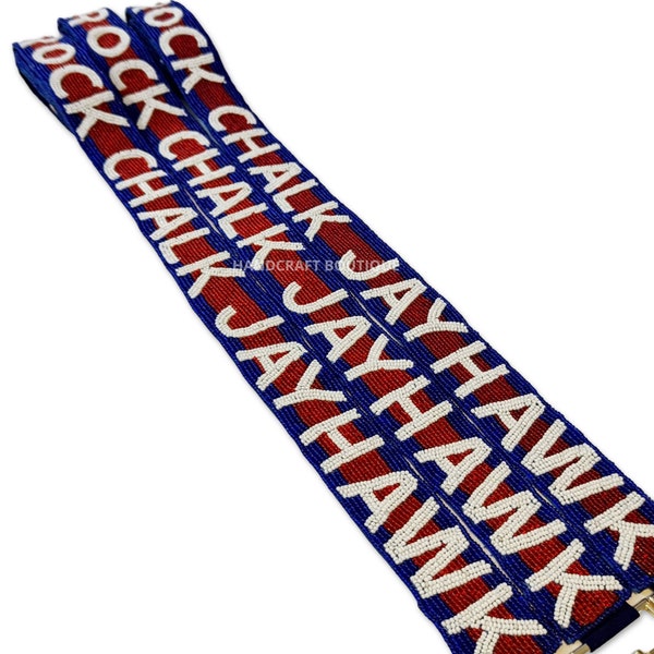 ROCK CHALK JAYHAWK beaded GameDay Purse strap, Customized beaded strap, College Custom bag strap, Beaded gameday strap, Stadium Beaded strap