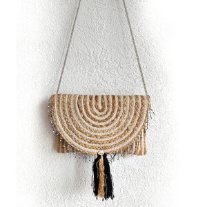 Brown Straw beach sling bags