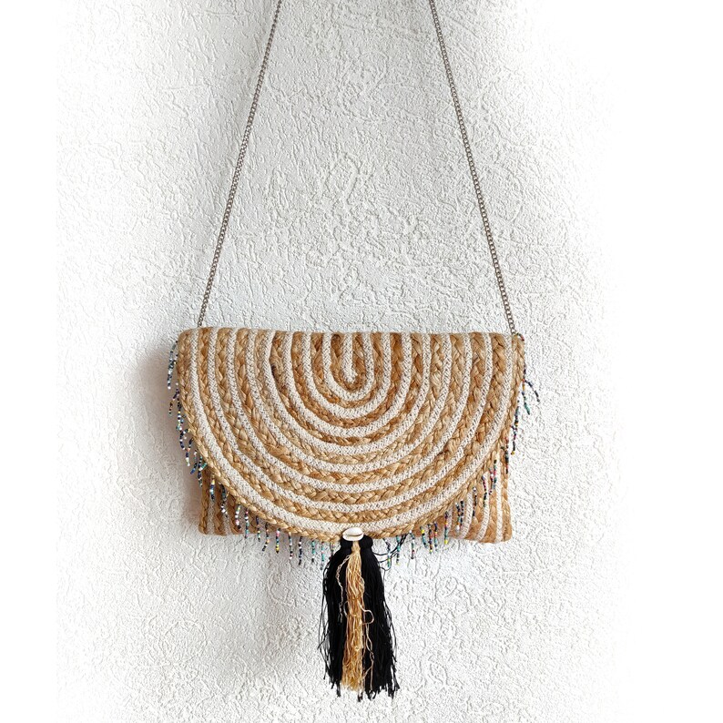 Brown Straw beach sling bags