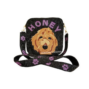 Dog Beaded box bags, Custom Beaded box bag, Dog Lover Beaded Clutch, Pet Beaded bag, Custom pet photo Crossbody bags, Gift for PET Lover