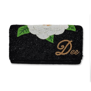 Bridal Seed Bead Clutch Bag, Bachelorette Clutch Purse, Custom Wedding Clutch Bag, Personalized Beaded Clutch Bag, Wedding Party Clutch Bag