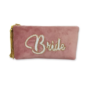 Bridal customized make pouches, Mothers day Gifts, Bridal shower gifts, Bride Clutch, Handmade beaded Pouch, Bride purse, Personalized gifts