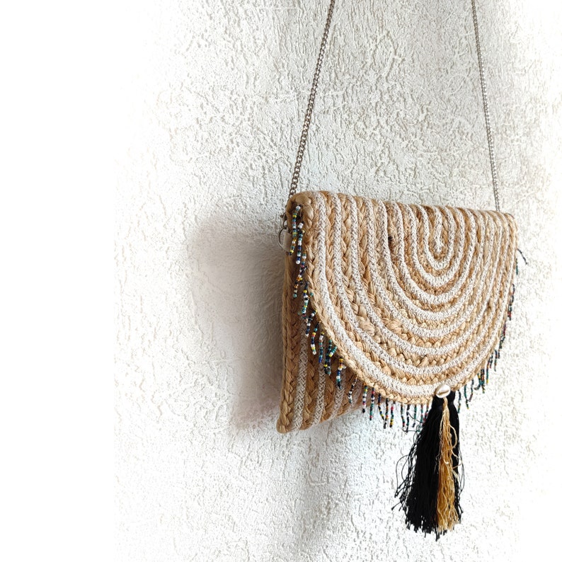 Brown Straw beach sling bags