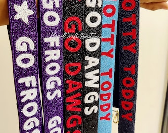 Game Day Purse strap, Customized beaded strap, College Custom bag strap, Personalized bag strap, Beaded game day strap, Stadium Beaded strap