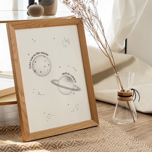 Love you to the Moon and to Saturn | Seven | Taylor Swift - Inspired | Digital art print | Print at home | Digital Lyric Print