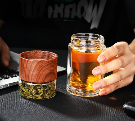 Premium 230ml Tea Infuser Glass Bottle double Glass Water Etsy