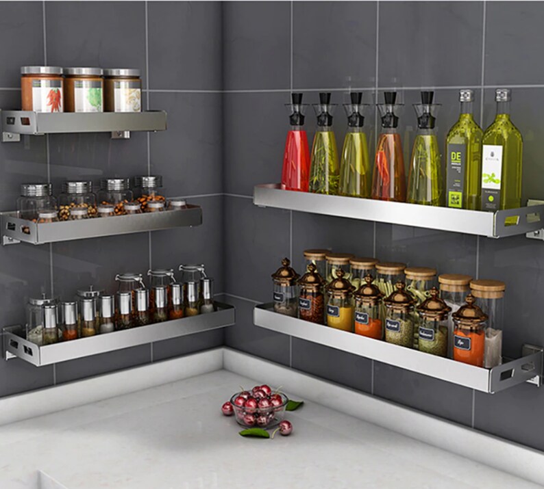 Steel Spice Rack Wall Amount Premium Spice Shelves Cute Etsy