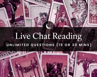 LIVE CHAT Tarot Reading – Unlimited In-Depth Questions via Etsy Messages (15 or 30 minutes) Same Day | One-On-One Live Tarot Session