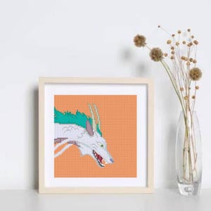 Haku Flussdrache Chihiros Reise ins Zauberland Studio Ghibli Kreuzstichmuster Stickerei - Druckbare PDF-Digitalmuster-Download - Anime Kreuzstich