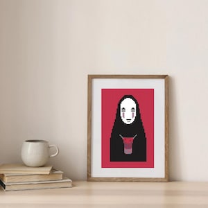 Chihiros Reise ins Zauberland Kreuzstichmuster ohne Gesicht Studio Ghibli Stickerei Kreuzstichmuster, printable PDFDownload Muster Kawaii Anime Kreuzstich