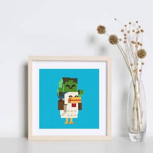 Minecraft Kreuzstichmuster, Huhn Jockey Kreuzstichmuster, Printable PDF Muster Digitaler Download, Minercraft Stickerei