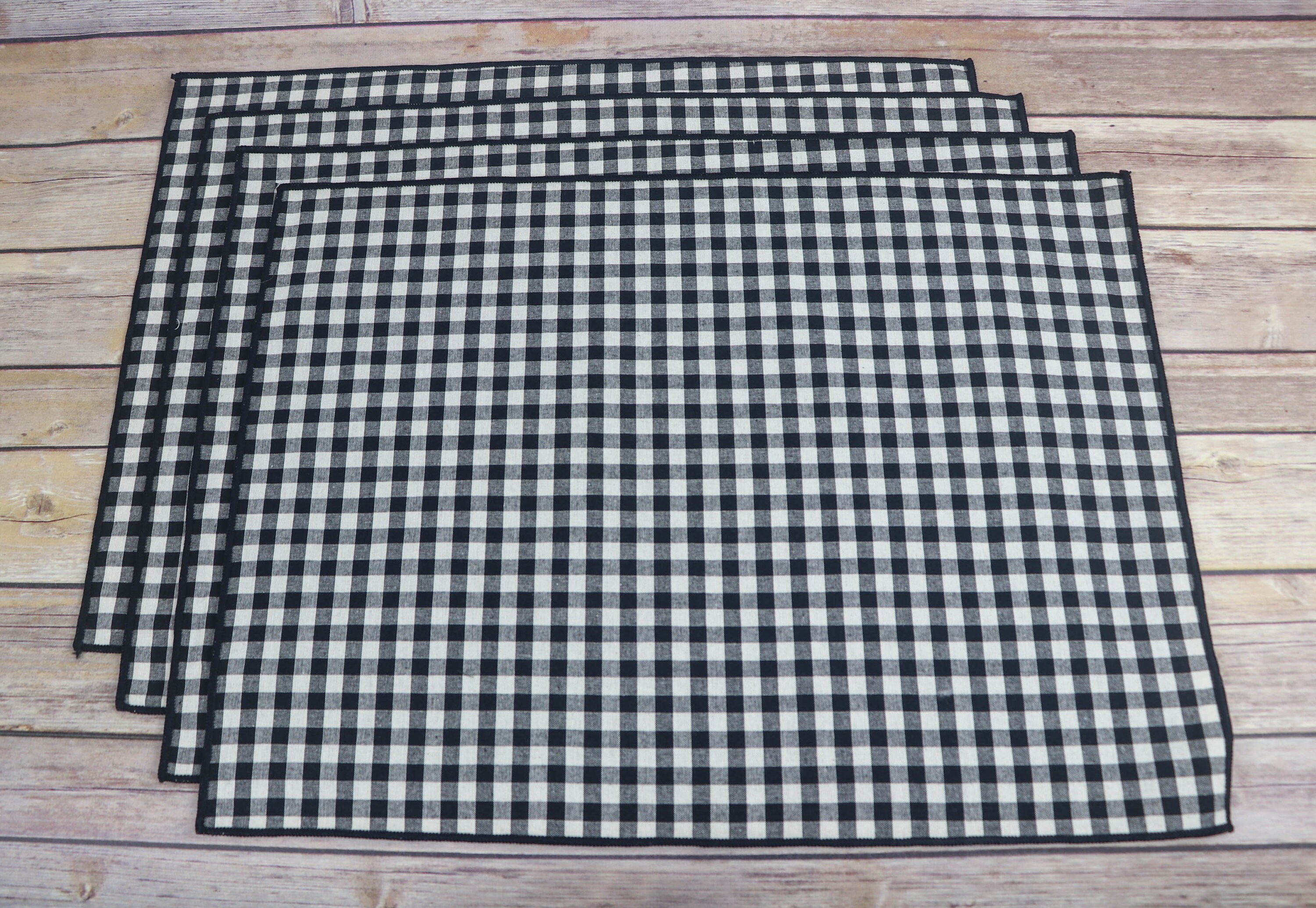 Zwart wit Gingham Placemats Placemat Set van 4 Katoen Etsy