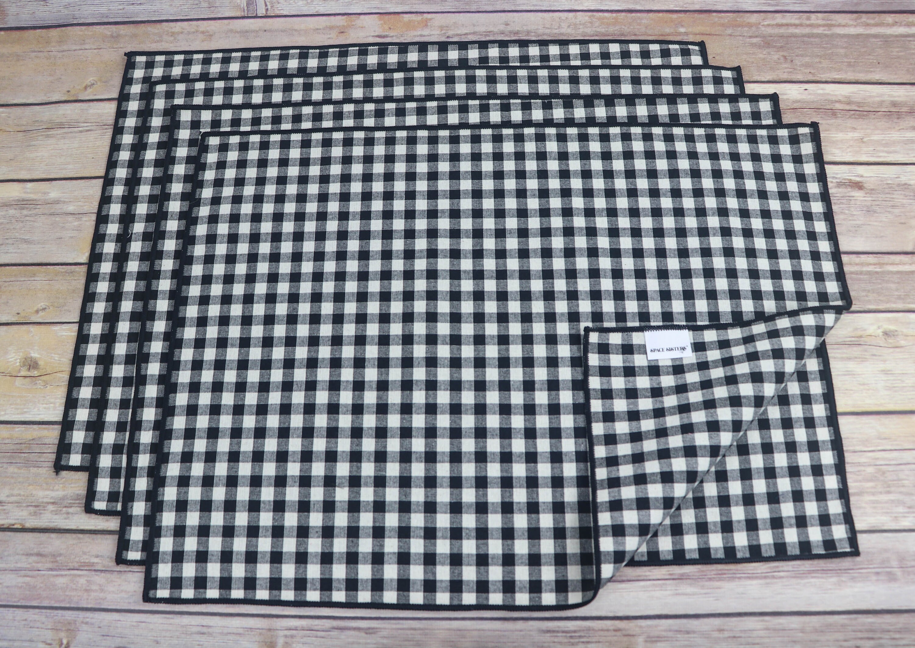 Zwart wit Gingham Placemats Placemat Set van 4 Katoen Etsy
