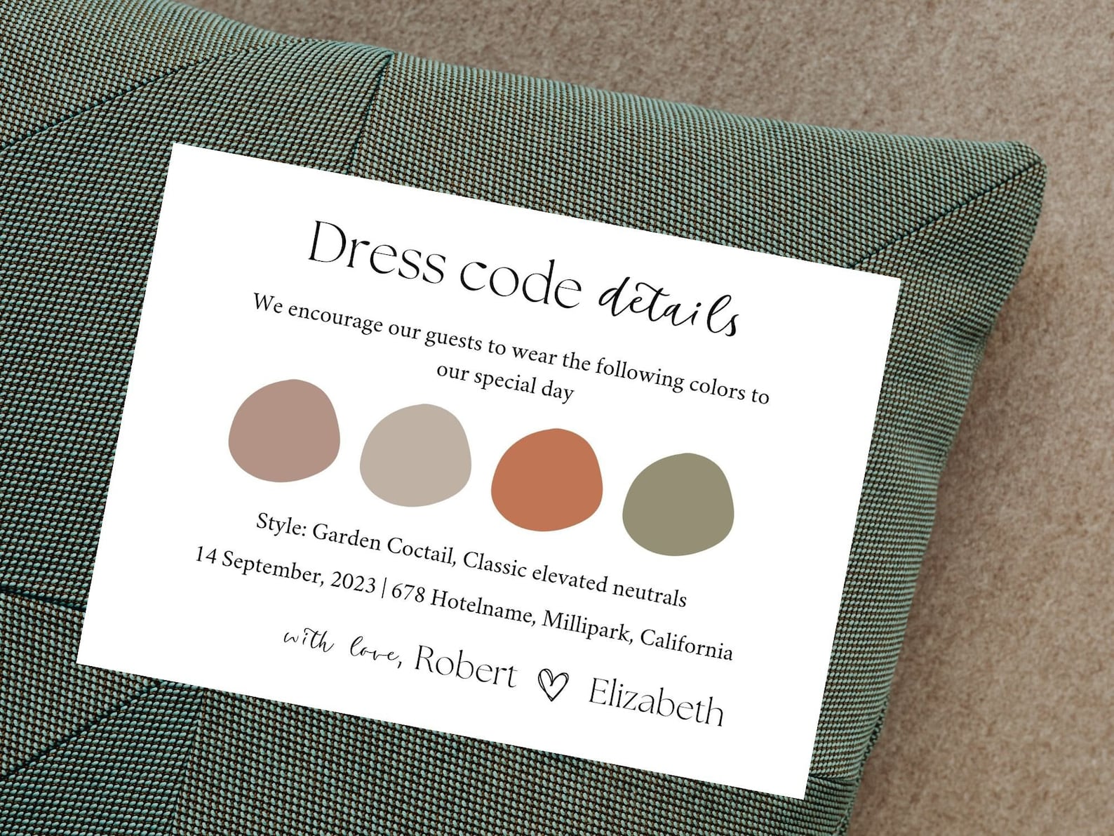 Dress Code Details Card, Editable Attire Template, Modern Guest Dress ...