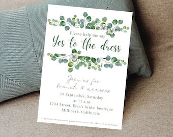 Editable Wedding Dress Shopping Invitation, Yes to the Dress, Bridal Dress  Party, Instant Download - Etsy