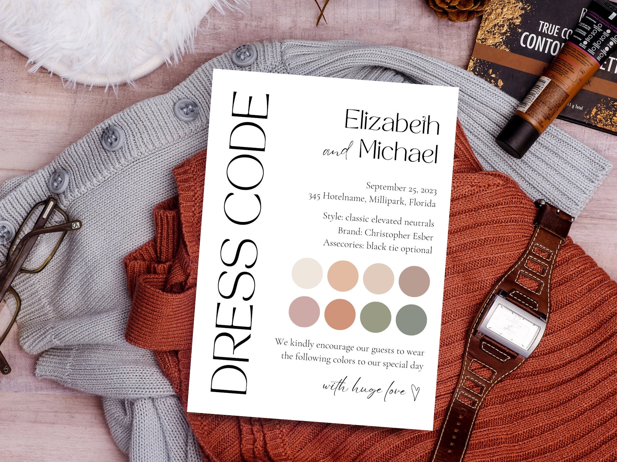 Editable Dress code card, Wedding details card ,Canva Dress code policy, Attire wedding card, Attire card options, DIY Attire Enclosure card