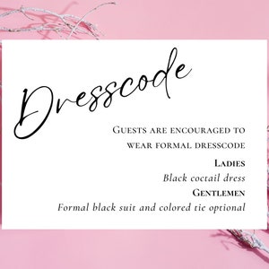 Code vestimentaire pour invitée, Que porter pour un mariage, Carte de tenue vestimentaire, Modèle de code vestimentaire de mariage, Carte de clôture, Insertion d'invitation, Carte de détails de mariage