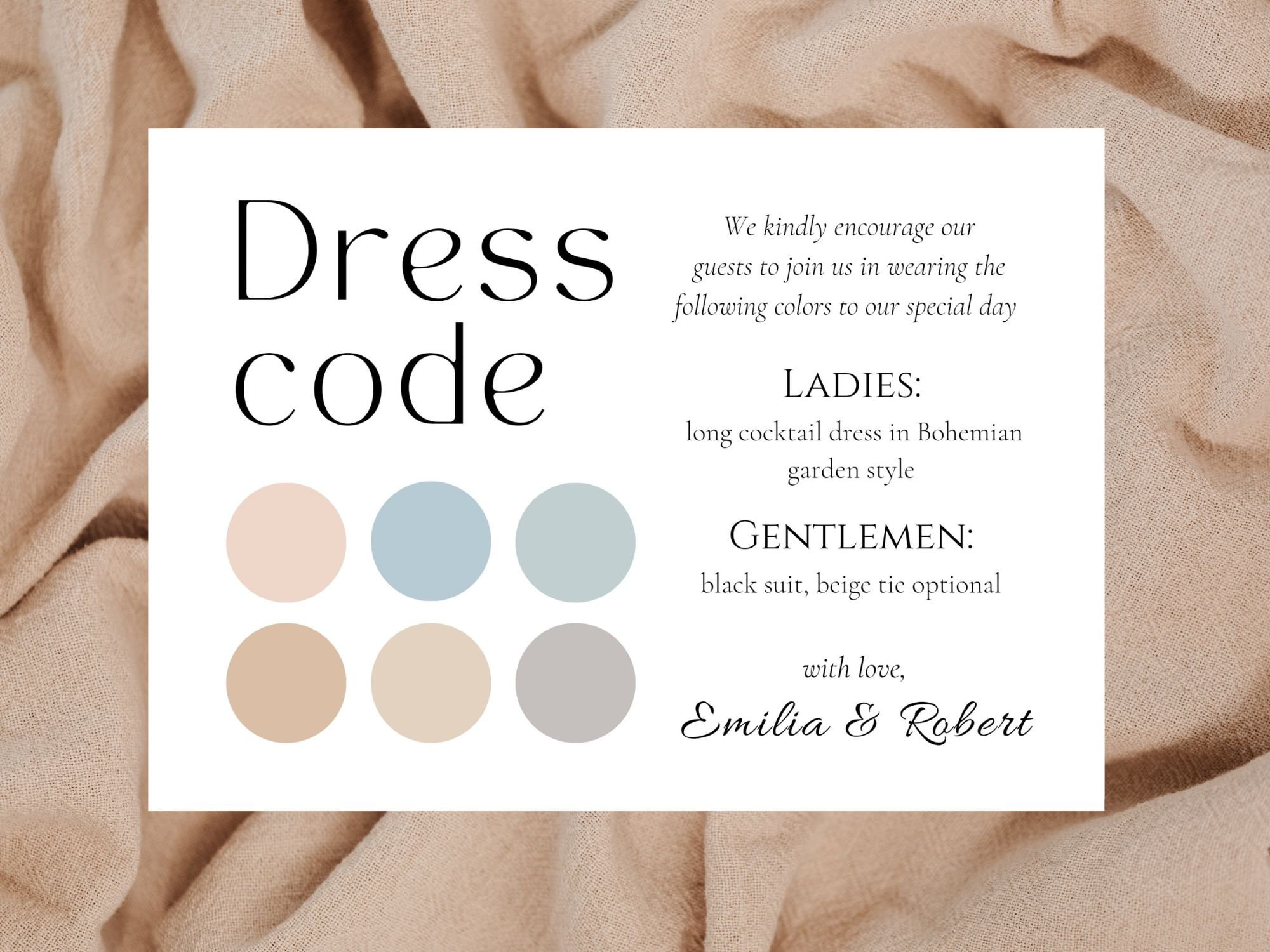 wedding dress code wording 3-in-1 Cards Template | Editable Canva Guide for Guests | Black Tie, White Tie & Formal Attire | Instant Download Dress Code Wording Examples for