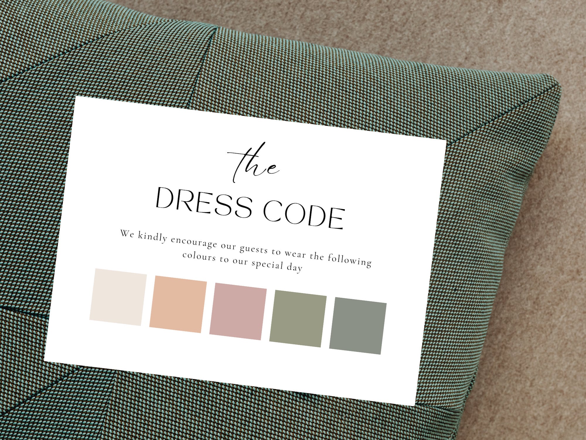 Editable Dress Code Card Template, Wedding Color Palette, Dress Code ...