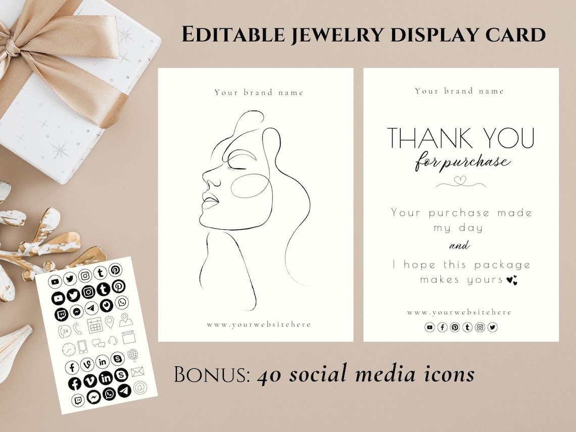 Editable Earring Card Template Canva Jewelry Display Card - Etsy