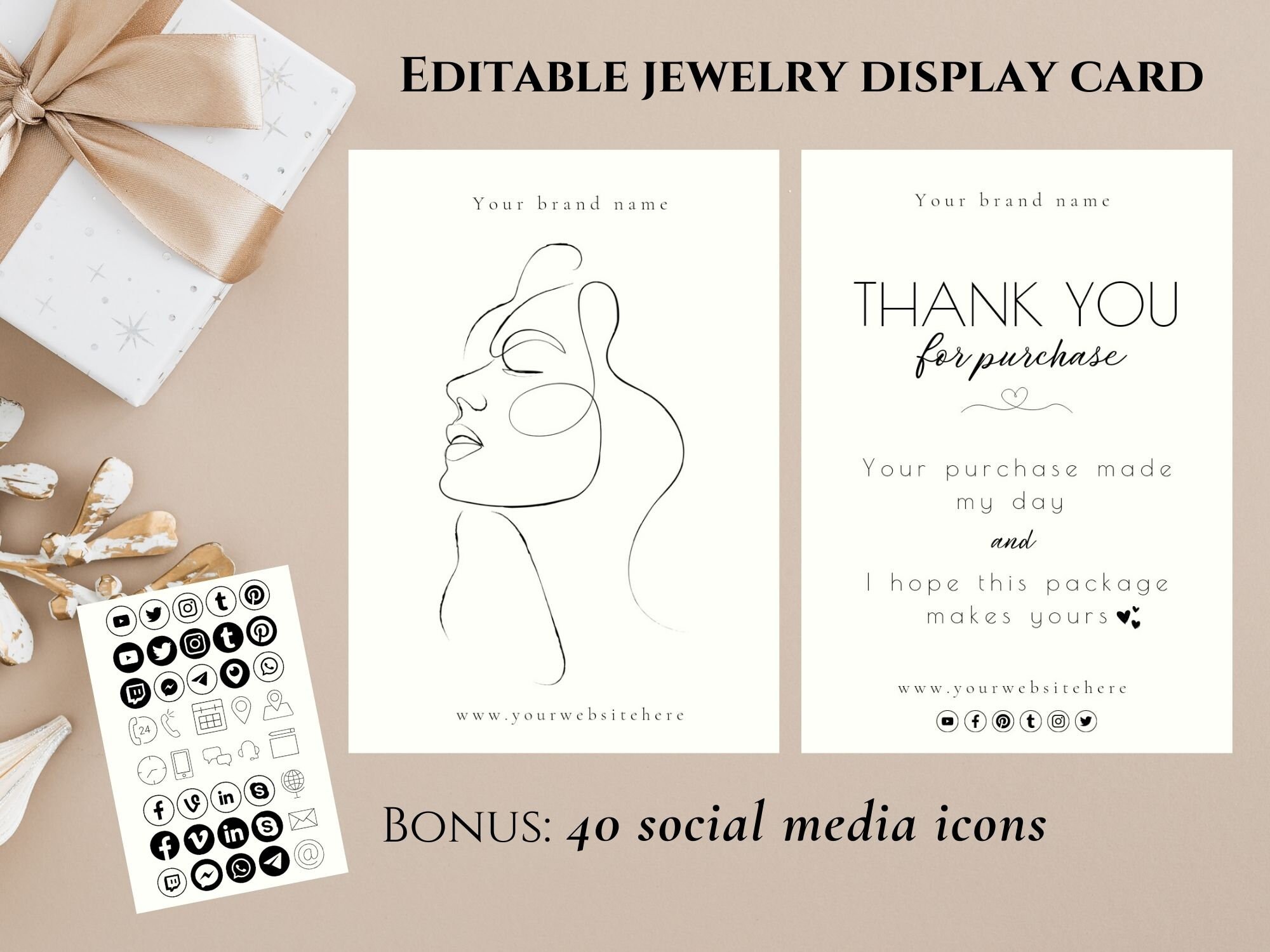 Editable Earring Card Template Canva Jewelry Display Card - Etsy