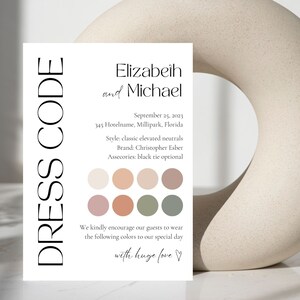 Bearbeitbare Dress Code-Karte, Hochzeitsdetails-Karte, Canva Dress Code-Richtlinie, Kleidungshochzeitskarte, Kleidungskartenoptionen, DIY Kleidungseinschließungskarte
