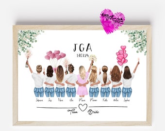 Bachelorette Party Gift Personalized, JGA Poster, Team Bride, Bachelorette Party, Bride Gift Girlfriends, JGA Girlfriend