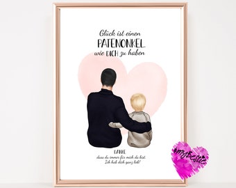 Regalo de padrino personalizado | Regalo de cumpleaños padrino padrino | cartel personalizado padrino cumpleaños navidad |PO1