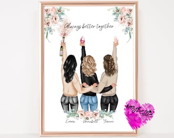 Girlfriends gift personalized | Best friend gift Christmas birthday | Girlfriends picture | Gift best friend | BFF|G104